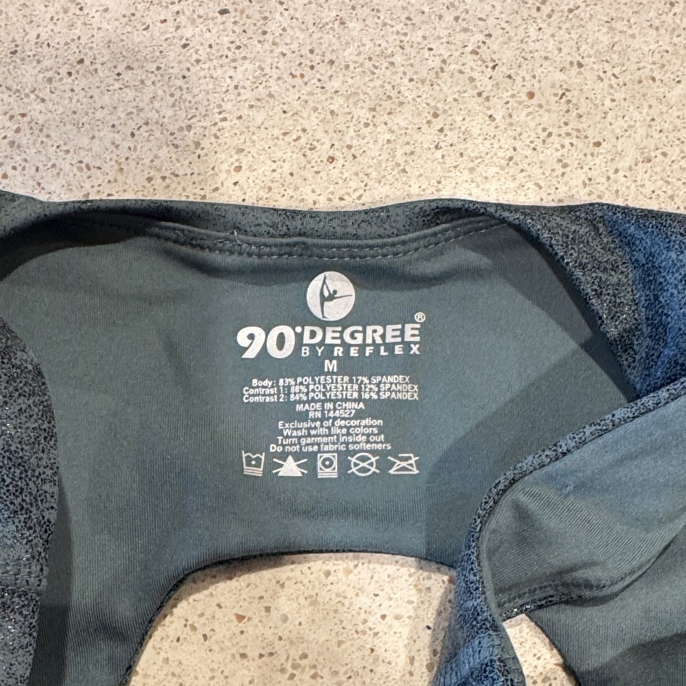 90 Degree By Reflex Emily Bra Crop Top Cut Out Back in Sage with Foil Lux Detail - Picture 7 of 7
